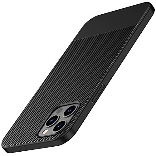 AVANA Hülle für iPhone 12 Pro Max Schutzhülle Flexibles Slim Case Schwarz Bumper Silikon TPU Kratzfest Cover Carbon Optik von AVANA