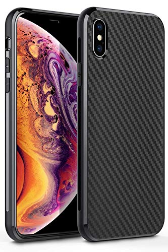 AVANA Hülle für iPhone XS, iPhone X Schutzhülle Flexibles Slim Case Schwarz Bumper Schutz Handyhülle Silikon TPU Kratzfest Kohlefaser Cover Carbon Optik von AVANA