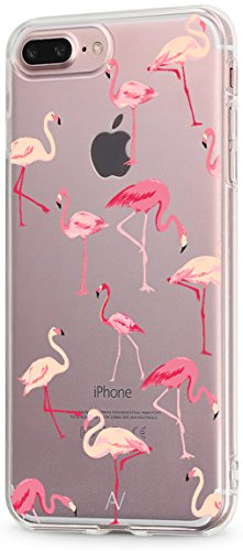 AVANA Hülle kompatibel mit iPhone 7 Plus/iPhone 8 Plus Schutzhülle Flexibles Case Schutz Durchsichtige Transparente Silikon TPU Schale Dünne Muster Handyhülle Cover Motiv (Flamingo) von AVANA