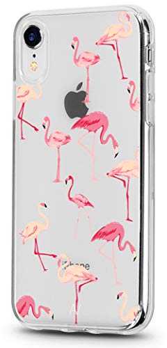 AVANA Hülle kompatibel mit iPhone XR Schutzhülle Slim Fit Case Schutz Durchsichtige Transparente Silikon TPU Muster Handyhülle Clear Cover Motiv (Flamingo) von AVANA