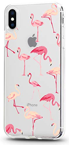 AVANA Hülle kompatibel mit iPhone XS Max Schutzhülle Slim Fit Case Schutz Durchsichtige Transparente Silikon TPU Muster Handyhülle Clear Cover Motiv (Flamingo) von AVANA