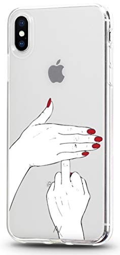 AVANA Hülle kompatibel mit iPhone XS Max Schutzhülle Slim Fit Case Schutz Durchsichtige Transparente Silikon TPU Muster Handyhülle Clear Cover Motiv (Fuck You) von AVANA