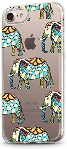 AVANA Schutzhülle für iPhone SE 2022 Hülle, iPhone 7/8/SE 2020 Case Schutz Transparent Bumper Silikon TPU Muster Handyhülle Cover Motiv (Mosaik Elefanten) von AVANA