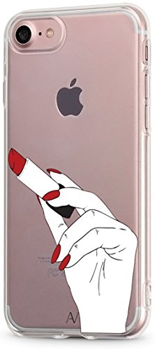 AVANA Schutzhülle für iPhone SE 2022 Hülle, iPhone 7/8/SE 2020 Case Schutz Transparent Bumper Silikon TPU Muster Handyhülle Cover Motiv (Red Lipstick) von AVANA