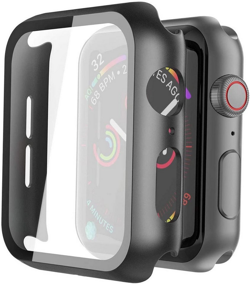 AVANA Smartwatch-Hülle für Apple Watch Series 9 8 7 41mm / 45mm Hülle Schutzhülle Case 360, Full-Cover, Glas Displayschutz, Schwarz von AVANA