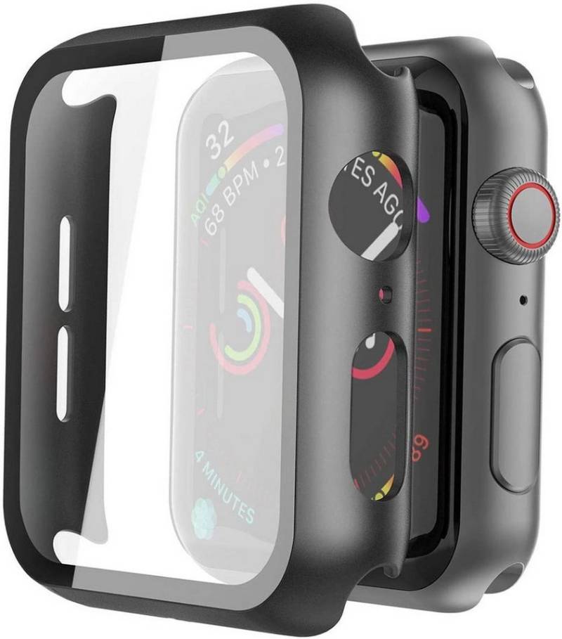 AVANA Smartwatch-Hülle für Apple Watch Series 9 8 7 41mm / 45mm Hülle Schutzhülle Case 360, Full-Cover, Glas Displayschutz, Schwarz von AVANA