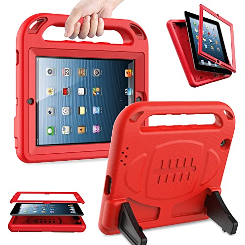 AVAWO Kinder-Schutzhülle mit integriertem Displayschutz für iPad 2/3 / 4 (altes Modell), stoßfester Griff, kinderfreundlich, kompatibel mit iPad 2. / 3. / 4. Generation, Rot von AVAWO