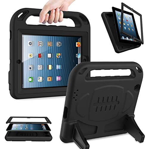 AVAWO Kinder-Schutzhülle mit integriertem Displayschutz für iPad 2/3 / 4 (altes Modell), stoßfester Griff, kinderfreundlich, kompatibel mit iPad 2. / 3. / 4. Generation, Schwarz von AVAWO