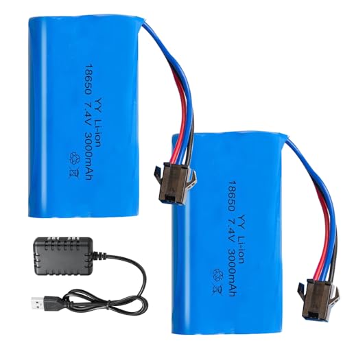 AVCXEC 3000mAh 7.4 V RC Akku, 2PCS Wiederaufladbare 18650 7.4 V Li-Ion Battery mit Deans T Plug und XH-3P Plug, 3000mAh Lithium-Batterien mit 2in1 USB Chargers, Li-ion Akku für RC Fahrzeuge AVCXEC 3000mAh 7.4 V RC Akku, 2PCS Wiederaufladbare 18650 7.4 V Li-Ion Battery mit Deans T Plug und XH-3P Plug, 3000mAh Lithium-Batterien mit 2in1 USB Chargers, Li-ion Akku für RC Fahrzeuge von AVCXEC