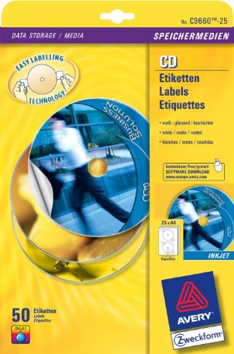 Etikett Cd 117Mm Inkjet Glänzend Weiss 50Stück C9660-25 Zweckform Etikett Cd 117Mm Inkjet Glänzend Weiss 50Stück C9660-25 Zweckform von AVERY DENNISON ZWECKFORM