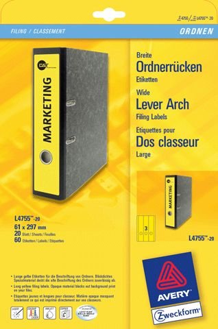 Pc-Rückenschilder Breit Lang Gelb 60St L4755-20 Pc-Rückenschilder Breit Lang Gelb 60St L4755-20 von AVERY DENNISON ZWECKFORM