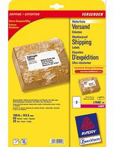 Versand-Etikett Polyester 199,6X143,5Mm 50St Weiss L7996-25 Zweckform Versand-Etikett Polyester 199,6X143,5Mm 50St Weiss L7996-25 Zweckform von AVERY DENNISON ZWECKFORM
