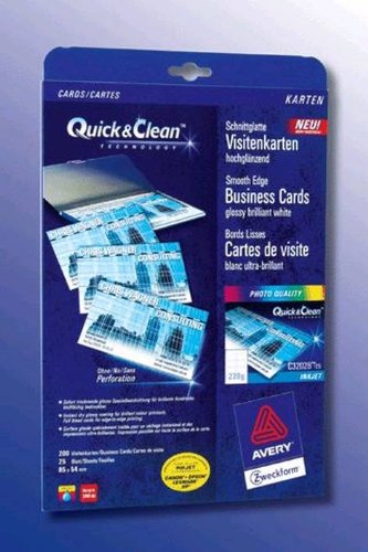 Visitenkarte A4 Inkjet 250G 200St 85X54 Hochglan Rückseite Matt C32028-25 von AVERY DENNISON ZWECKFORM