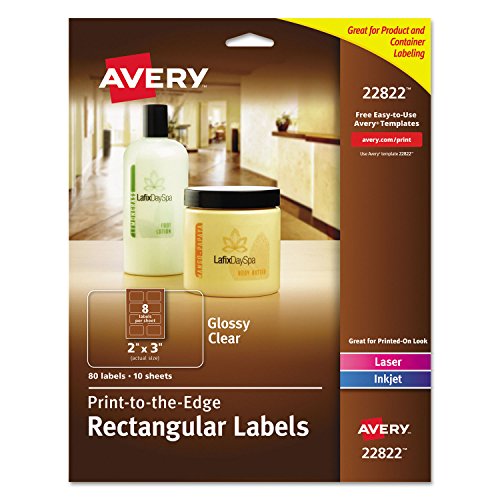Rechteck sogar Etiketten, 2 x 3, glänzend transparent, 80/Pack Rechteck sogar Etiketten, 2 x 3, glänzend transparent, 80/Pack von AVERY-DENNISON