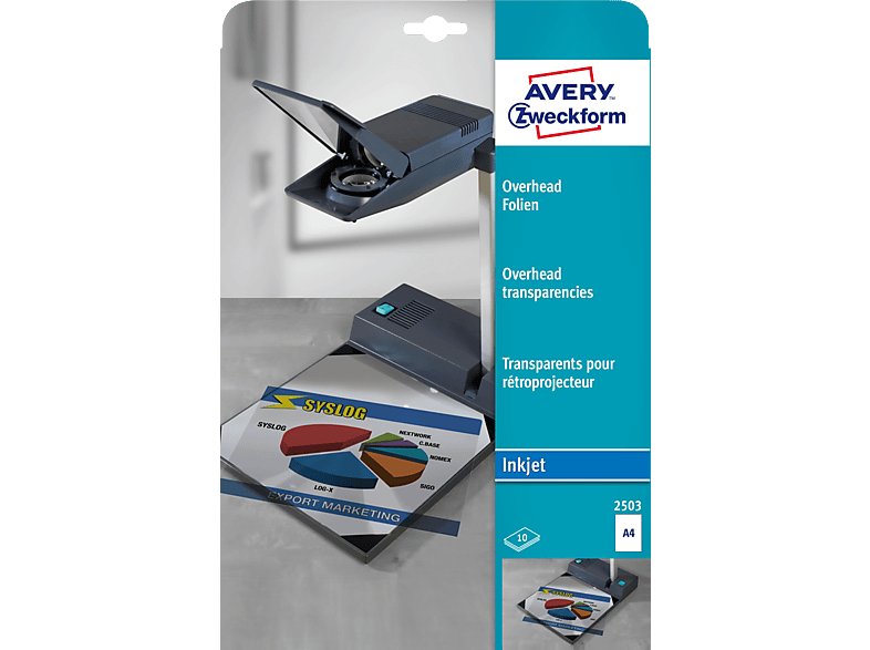 AVERY ZWECKFORM 2503 (spezialbeschichtet, 160 g/m²), Overheadfolien 210 x 297 mm A4 10 Blatt von AVERY ZWECKFORM