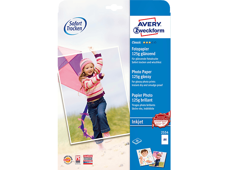 AVERY ZWECKFORM 2554 Classic Inkjet Fotopapier 210 x 297 mm A4 20 Blatt von AVERY ZWECKFORM