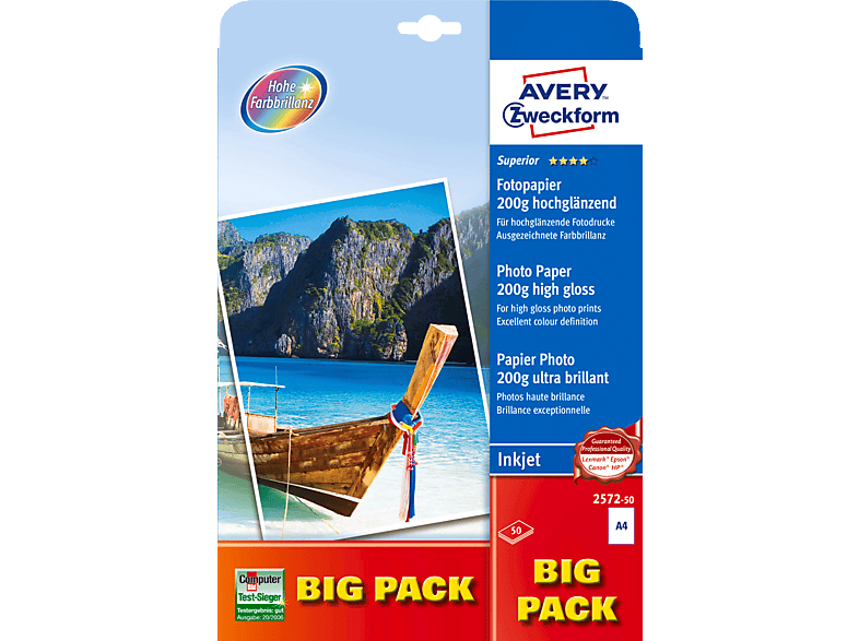 AVERY ZWECKFORM 2572-50 Inkjet Fotopapier 210 x 297 mm A4 50 Blatt AVERY ZWECKFORM 2572-50 Inkjet Fotopapier 210 x 297 mm A4 50 Blatt von AVERY ZWECKFORM