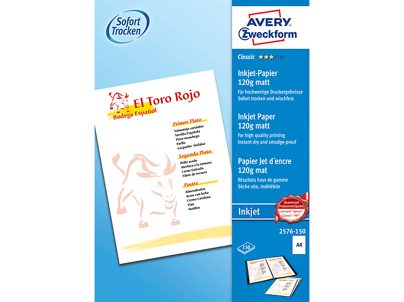 AVERY ZWECKFORM 2576-150 Superior Inkjet Papier 210 x 297 mm A4 150 Blatt AVERY ZWECKFORM 2576-150 Superior Inkjet Papier 210 x 297 mm A4 150 Blatt von AVERY ZWECKFORM