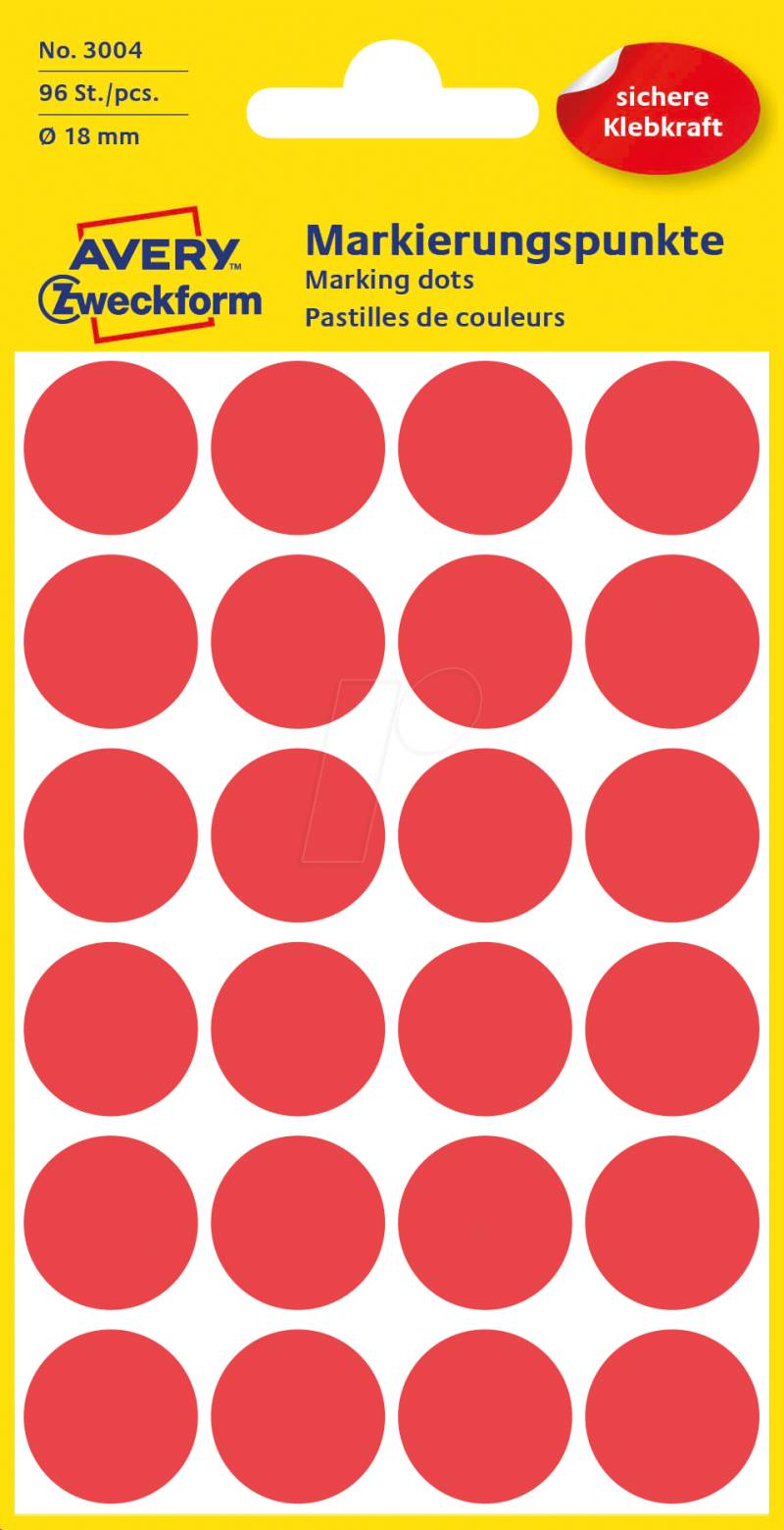 AVZ 3004 - Markierungspunkte 18mm rot von AVERY ZWECKFORM