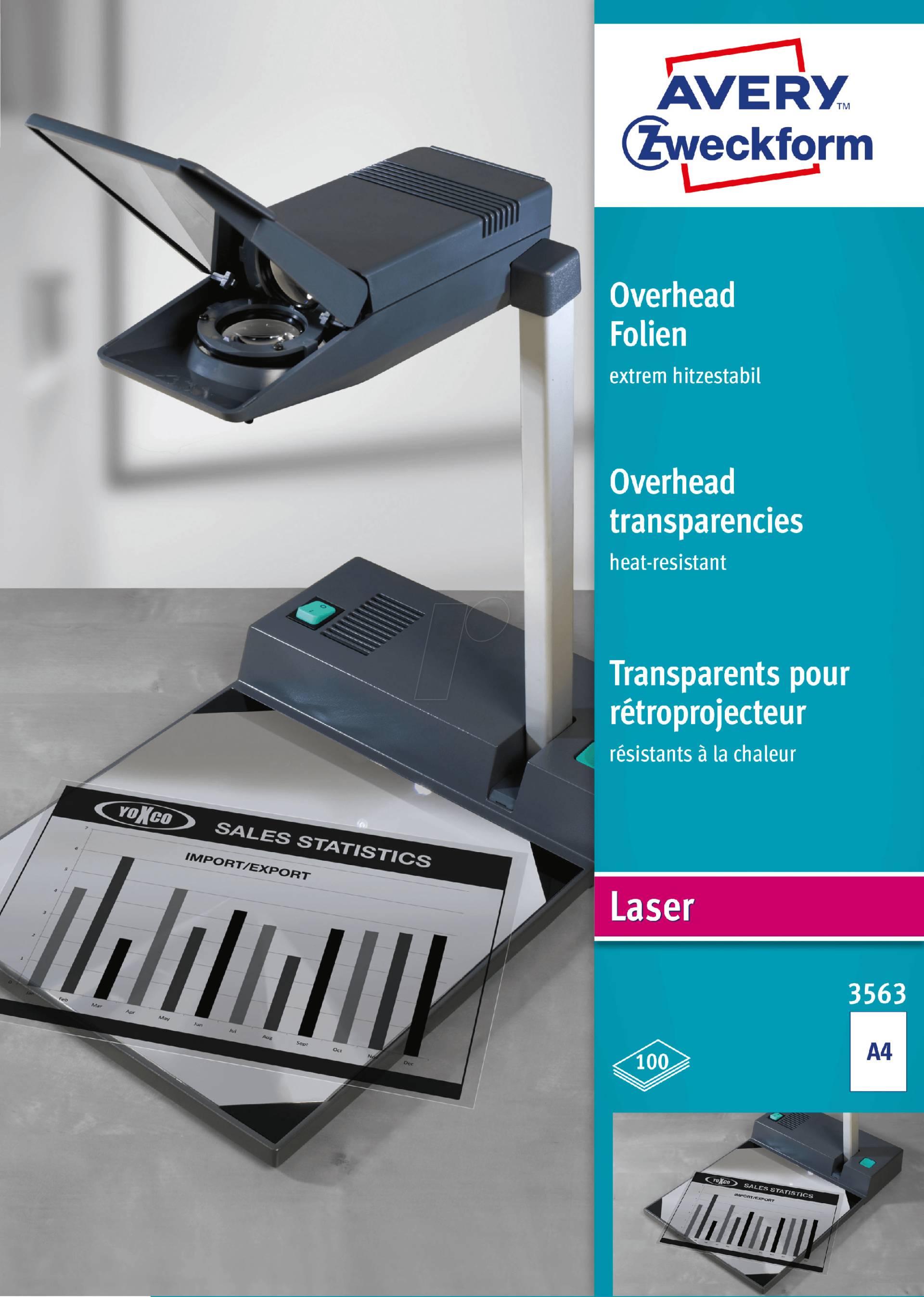 AVZ 3563 - Overheadfolie, DIN A4, für S/W Laserdrucker, 100 Blatt, 0,13 mm AVZ 3563 - Overheadfolie, DIN A4, für S/W Laserdrucker, 100 Blatt, 0,13 mm von AVERY ZWECKFORM