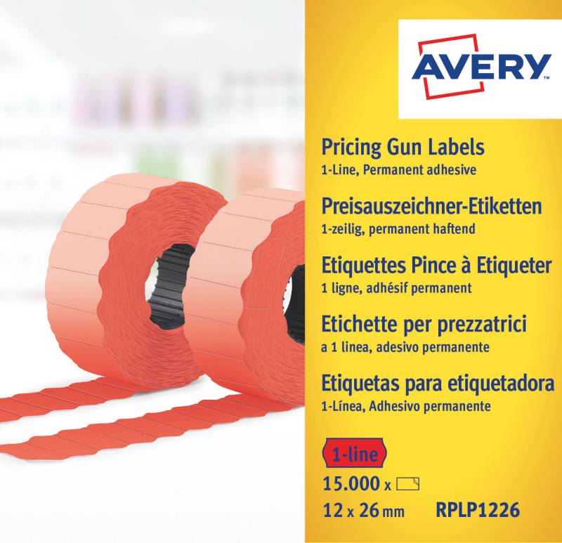 AVZ RPLP1226 - Preis-Etiketten, 26x12 mm, permanent, rot, 15000 Stück von AVERY ZWECKFORM