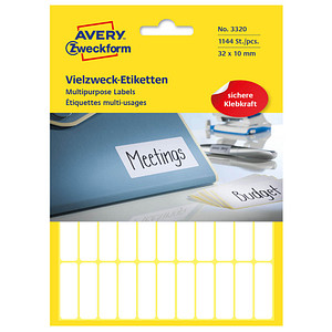 1.144 AVERY Zweckform Etiketten 3320 weiß 32,0 x 10,0 mm von AVERY Zweckform