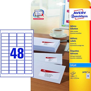 1.200 AVERY Zweckform Adressetiketten J4791-25 weiß 45,7 x 21,2 mm 1.200 AVERY Zweckform Adressetiketten J4791-25 weiß 45,7 x 21,2 mm von AVERY Zweckform