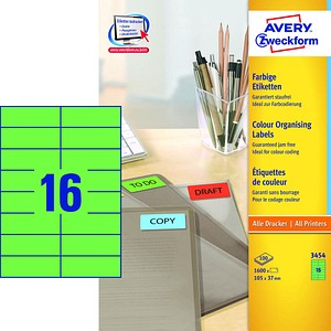 1.600 AVERY Zweckform Etiketten 3454 grün 105,0 x 37,0 mm 1.600 AVERY Zweckform Etiketten 3454 grün 105,0 x 37,0 mm von AVERY Zweckform