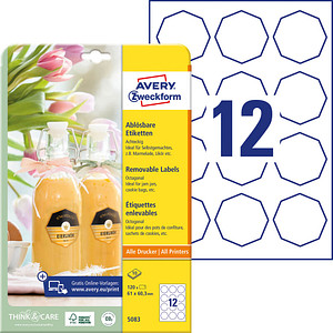 120 AVERY Zweckform Etiketten 5083 weiß 61,0 x 60,3 mm 120 AVERY Zweckform Etiketten 5083 weiß 61,0 x 60,3 mm von AVERY Zweckform