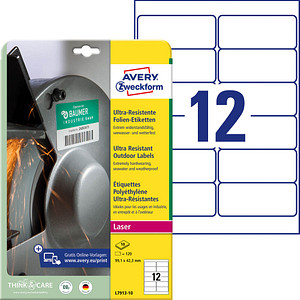 120 AVERY Zweckform resistente Folienetiketten L7913-10 weiß 99,1 x 42,3 mm von AVERY Zweckform