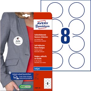 160 AVERY Zweckform Namensetiketten J4881-20 weiß 65,0 x 65,0 mm 160 AVERY Zweckform Namensetiketten J4881-20 weiß 65,0 x 65,0 mm von AVERY Zweckform