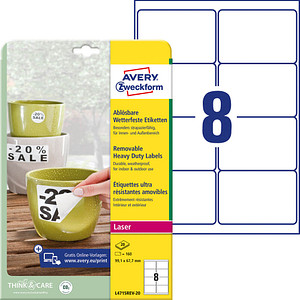 160 AVERY Zweckform wetterfeste Folienetiketten L4715REV-20 weiß 99,1 x 67,7 mm 160 AVERY Zweckform wetterfeste Folienetiketten L4715REV-20 weiß 99,1 x 67,7 mm von AVERY Zweckform