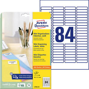 2.100 AVERY Zweckform Etiketten L7656-25 weiß 46,0 x 11,1 mm 2.100 AVERY Zweckform Etiketten L7656-25 weiß 46,0 x 11,1 mm von AVERY Zweckform