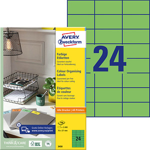 2.400 AVERY Zweckform Etiketten 3450 grün 70,0 x 37,0 mm von AVERY Zweckform