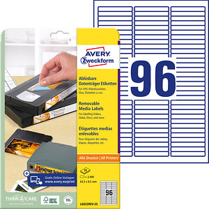 2.400 AVERY Zweckform Etiketten L6022REV-25 weiß 63,5 x 8,5 mm 2.400 AVERY Zweckform Etiketten L6022REV-25 weiß 63,5 x 8,5 mm von AVERY Zweckform