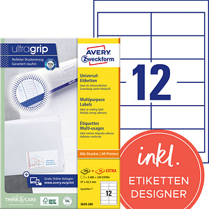 2.640 AVERY Zweckform Etiketten 3659-200 weiß 97,0 x 42,3 mm 2.640 AVERY Zweckform Etiketten 3659-200 weiß 97,0 x 42,3 mm von AVERY Zweckform