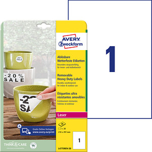 20 AVERY Zweckform wetterfeste Folienetiketten L4775REV-20 weiß 210,0 x 297,0 mm 20 AVERY Zweckform wetterfeste Folienetiketten L4775REV-20 weiß 210,0 x 297,0 mm von AVERY Zweckform