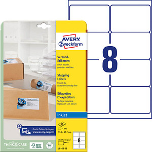 200 AVERY Zweckform Versandetiketten J8165-25 weiß 99,1 x 67,7 mm 200 AVERY Zweckform Versandetiketten J8165-25 weiß 99,1 x 67,7 mm von AVERY Zweckform
