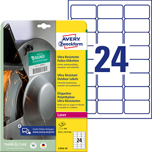 240 AVERY Zweckform resistente Folienetiketten L7912-10 weiß 63,5 x 33,9 mm von AVERY Zweckform