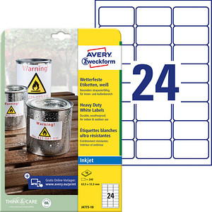 240 AVERY Zweckform wetterfeste Folienetiketten J4773-10 weiß 63,5 x 33,9 mm von AVERY Zweckform