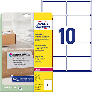 250 AVERY Zweckform Folien-Versandetiketten L7992-25 weiß 99,1 x 57,0 mm 250 AVERY Zweckform Folien-Versandetiketten L7992-25 weiß 99,1 x 57,0 mm von AVERY Zweckform