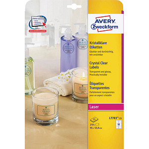 250 AVERY Zweckform Folienetiketten transparent 96,0 x 50,8 mm von AVERY Zweckform