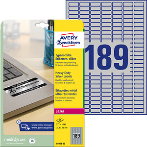 3.780 AVERY Zweckform Typenschildetiketten L6008-20 silber 25,4 x 10,0 mm 3.780 AVERY Zweckform Typenschildetiketten L6008-20 silber 25,4 x 10,0 mm von AVERY Zweckform