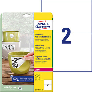 40 AVERY Zweckform wetterfeste Folienetiketten L4717REV-20 weiß 210,0 x 148,0 mm 40 AVERY Zweckform wetterfeste Folienetiketten L4717REV-20 weiß 210,0 x 148,0 mm von AVERY Zweckform