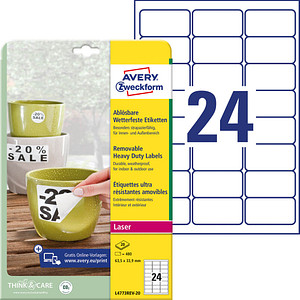 480 AVERY Zweckform wetterfeste Folienetiketten L4773REV-20 weiß 63,5 x 33,9 mm von AVERY Zweckform