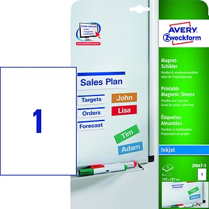 5 AVERY Zweckform J8867-5 Magnetschilder weiß 21,0 x 29,7 cm 5 AVERY Zweckform J8867-5 Magnetschilder weiß 21,0 x 29,7 cm von AVERY Zweckform