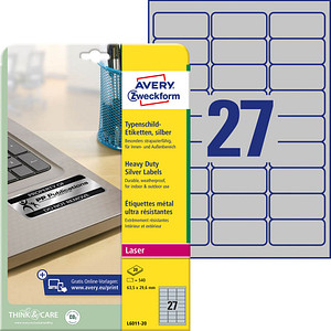 540 AVERY Zweckform Typenschildetiketten L6011-20 silber 63,5 x 29,6 mm 540 AVERY Zweckform Typenschildetiketten L6011-20 silber 63,5 x 29,6 mm von AVERY Zweckform