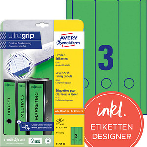 60 AVERY Zweckform Ordneretiketten L4754-20 grün 60 AVERY Zweckform Ordneretiketten L4754-20 grün von AVERY Zweckform