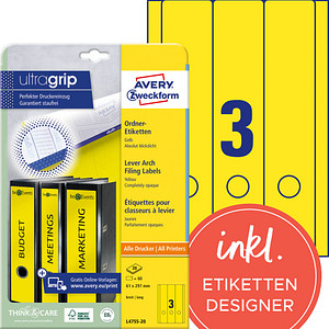 60 AVERY Zweckform Ordneretiketten L4755-20 gelb 60 AVERY Zweckform Ordneretiketten L4755-20 gelb von AVERY Zweckform