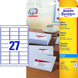 675 AVERY Zweckform Adressetiketten J4792-25 weiß 63,5 x 29,6 mm 675 AVERY Zweckform Adressetiketten J4792-25 weiß 63,5 x 29,6 mm von AVERY Zweckform